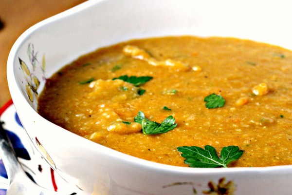 Суп из красной чечевицы с курагой